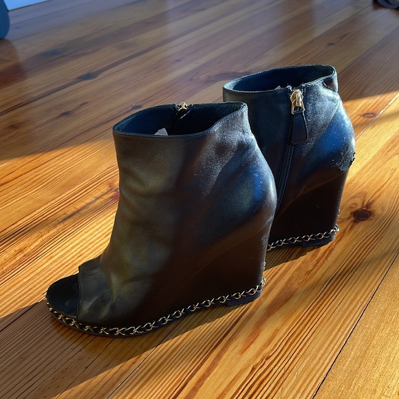 CHANEL Leather Open Toe Wedges / Boots - Picture 3 of 9